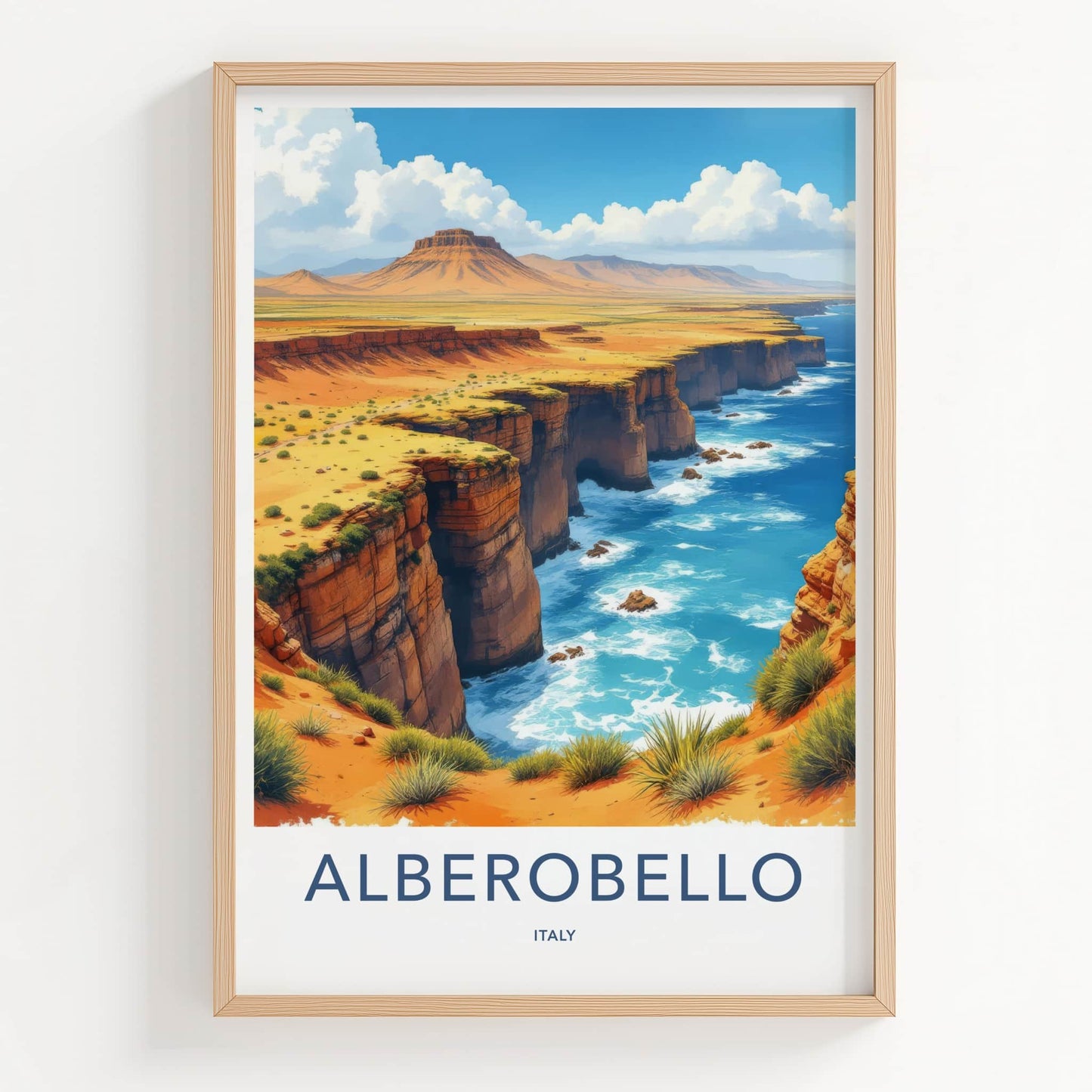 Alberobello Poster - Italy Travel Art - Rugged Ocean Cliffs Wall Decor