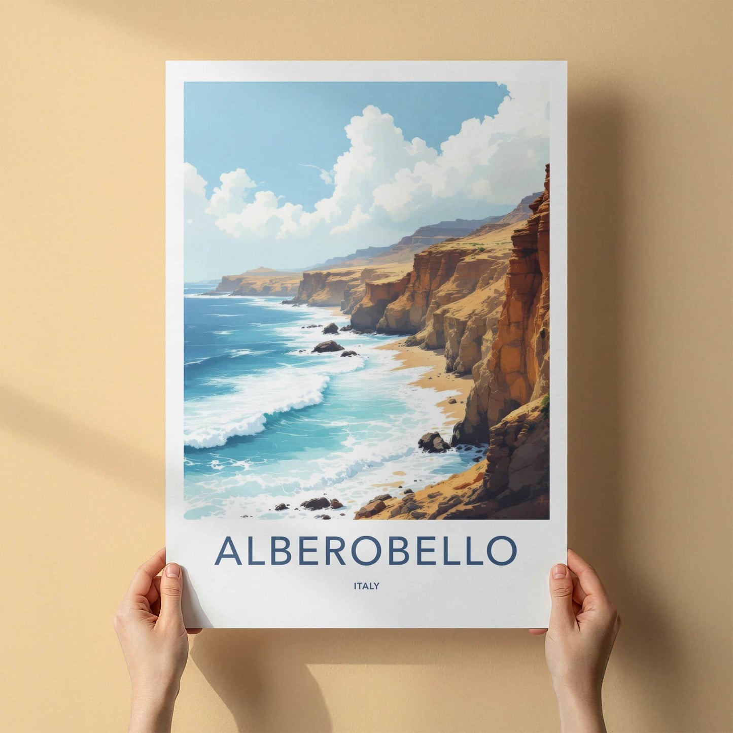 Alberobello Poster - Italy Travel Art - Scenic Ocean Bluffs Wall Decor