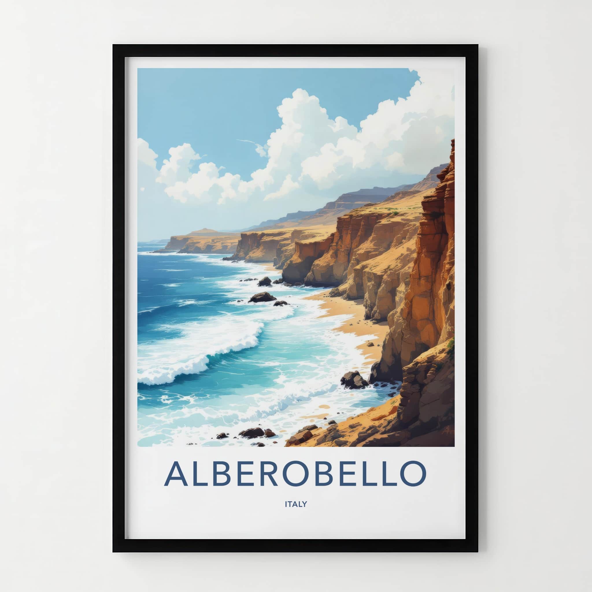 Alberobello Poster - Italy Travel Art - Scenic Ocean Bluffs Wall Decor