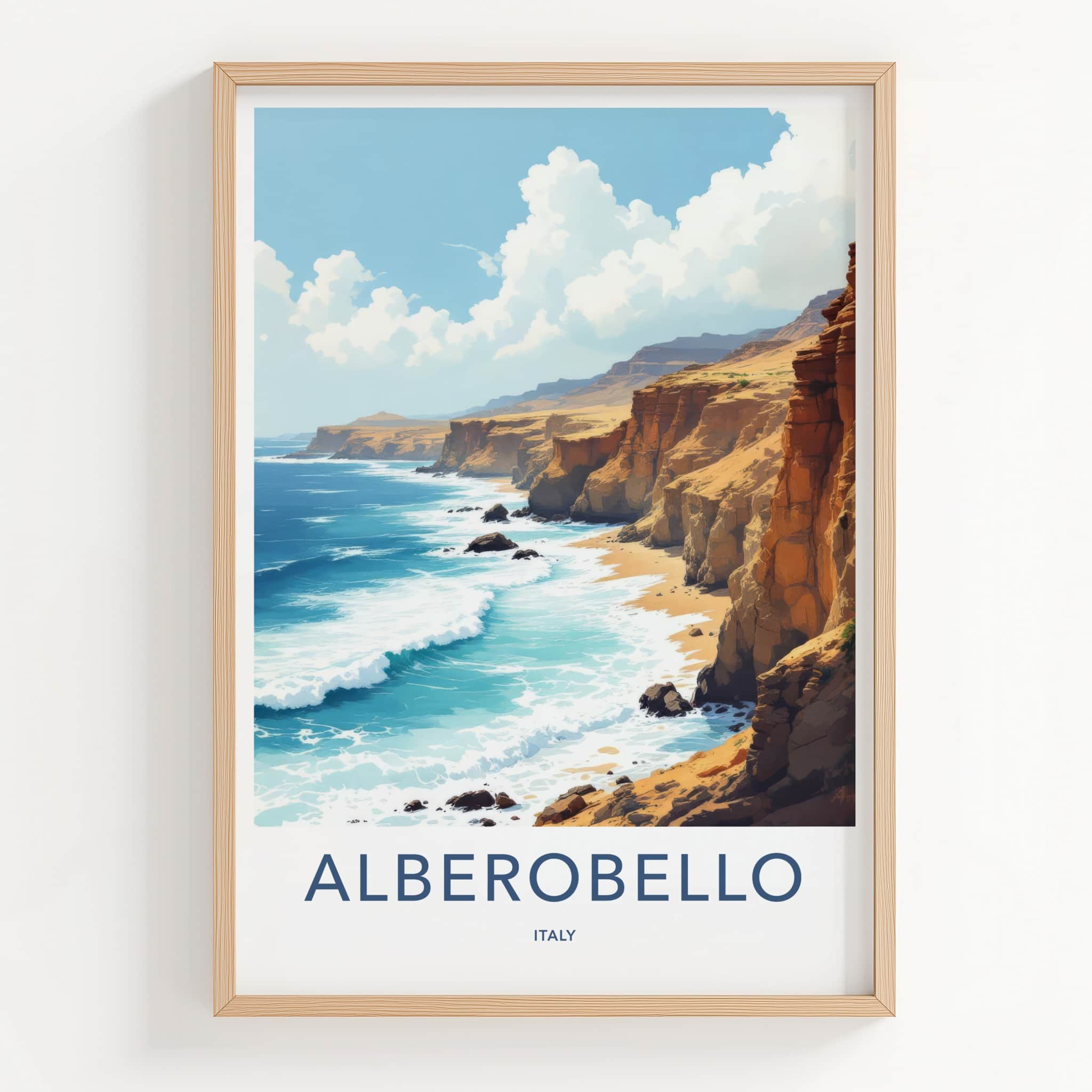 Alberobello Poster - Italy Travel Art - Scenic Ocean Bluffs Wall Decor