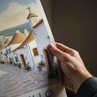 Alberobello Poster - Italy Travel Art - Sunlit Trulli Town Home Decor
