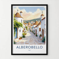 Alberobello Poster - Italy Travel Art - Sunlit Trulli Town Home Decor