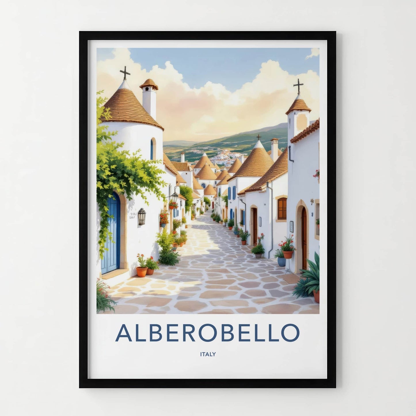 Alberobello Poster - Italy Travel Art - Sunlit Trulli Town Home Decor