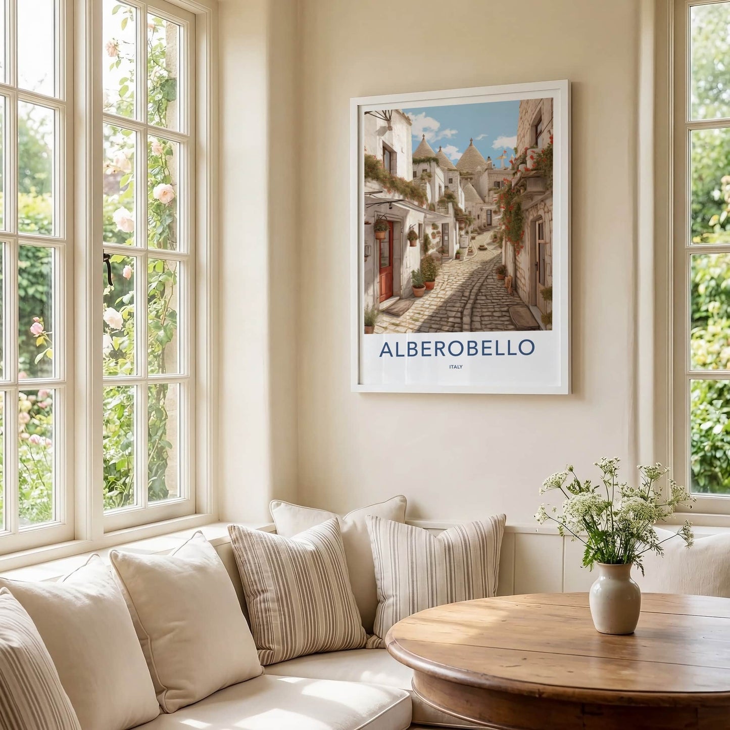 Alberobello Poster - Italy Travel Art - White Trulli Village Wall Decor