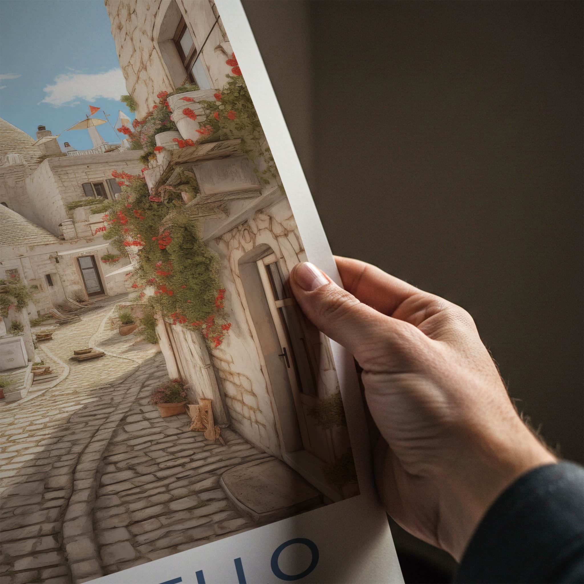 Alberobello Poster - Italy Travel Art - White Trulli Village Wall Decor