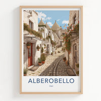 Alberobello Poster - Italy Travel Art - White Trulli Village Wall Decor