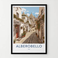 Alberobello Poster - Italy Travel Art - White Trulli Village Wall Decor