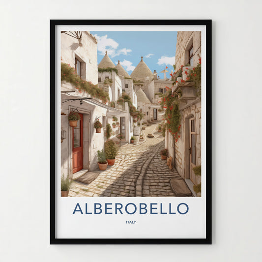 Alberobello Poster - Italy Travel Art - White Trulli Village Wall Decor