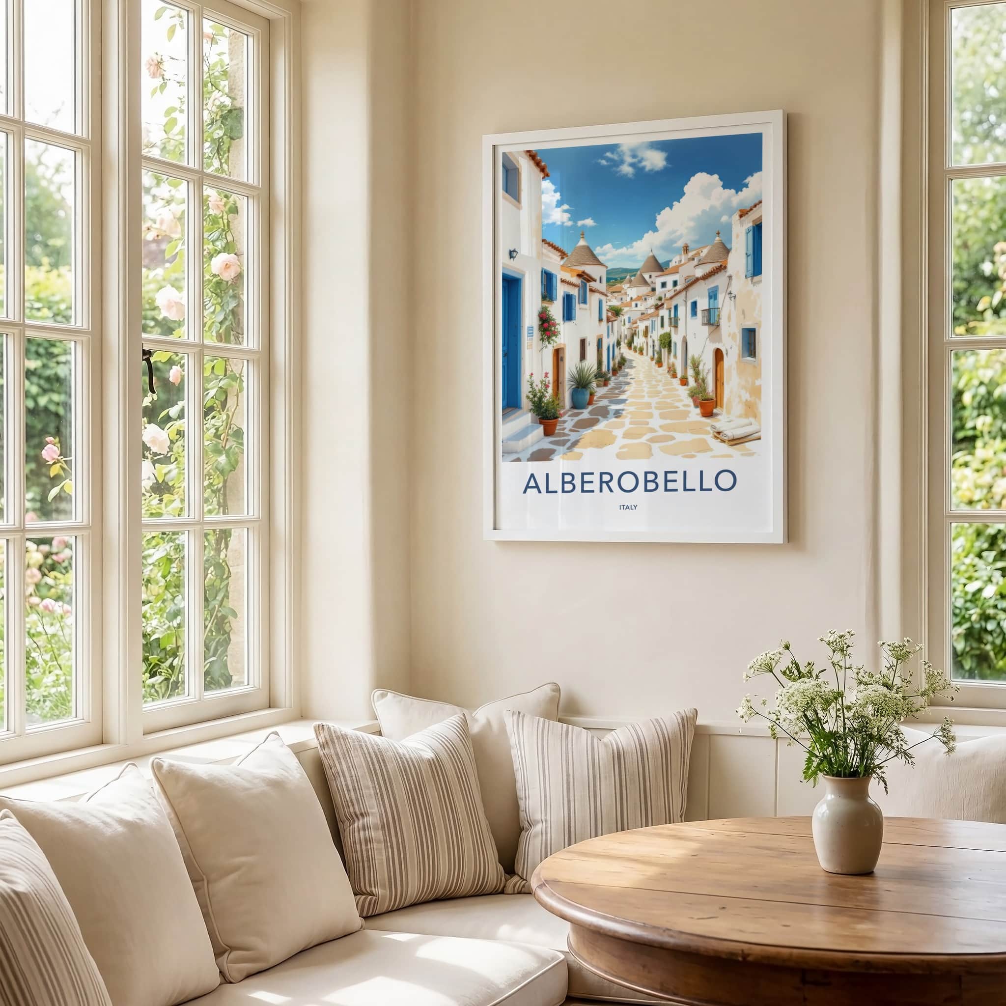 Alberobello Poster - Italy Travel Art - White Trullo Houses Home Decor