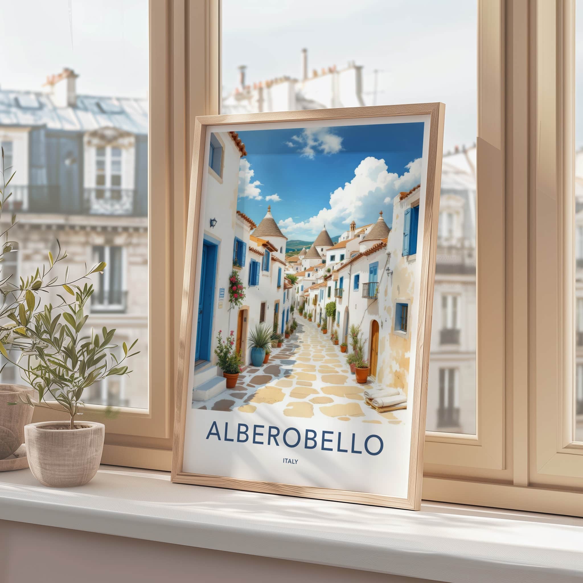 Alberobello Poster - Italy Travel Art - White Trullo Houses Home Decor