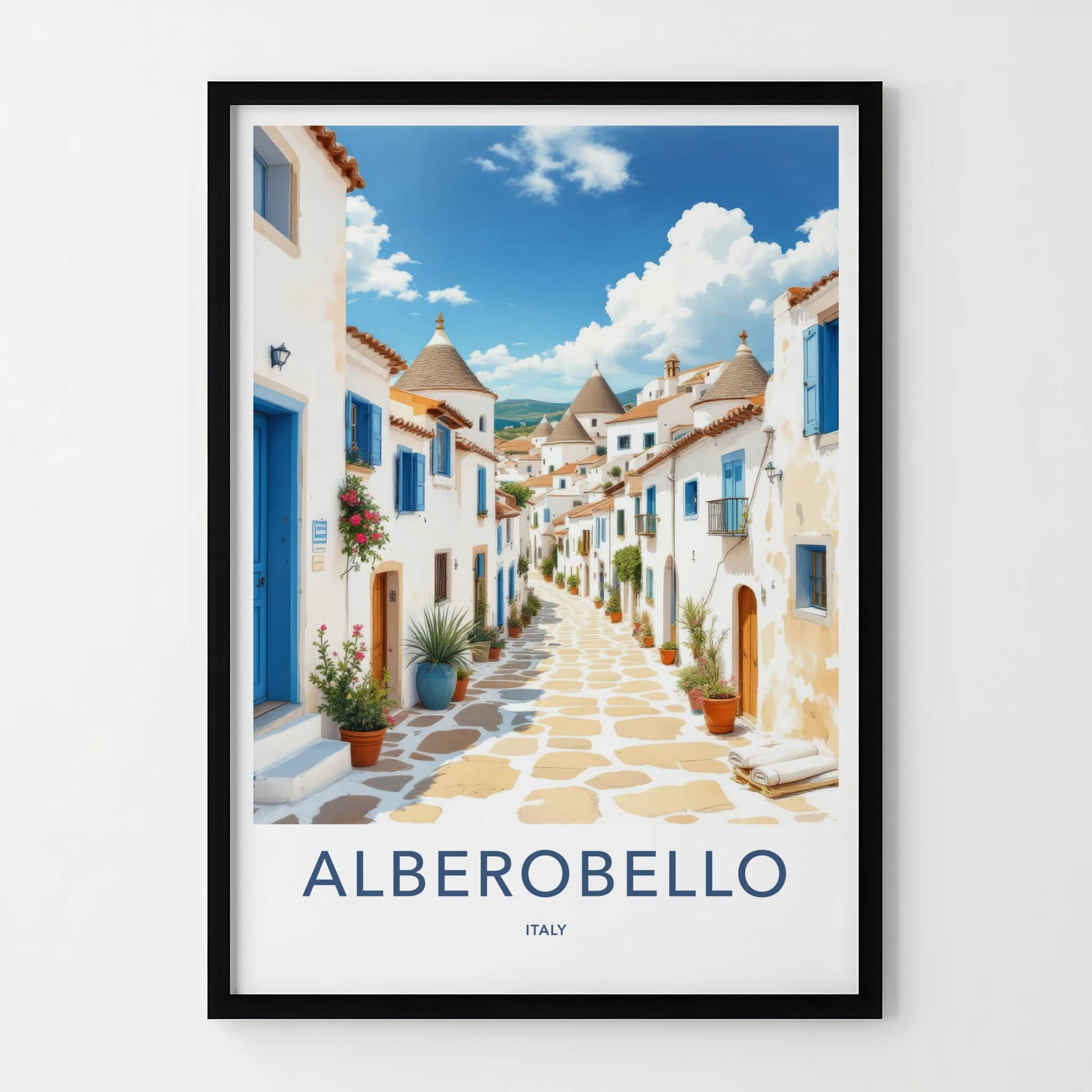 Alberobello Poster - Italy Travel Art - White Trullo Houses Home Decor