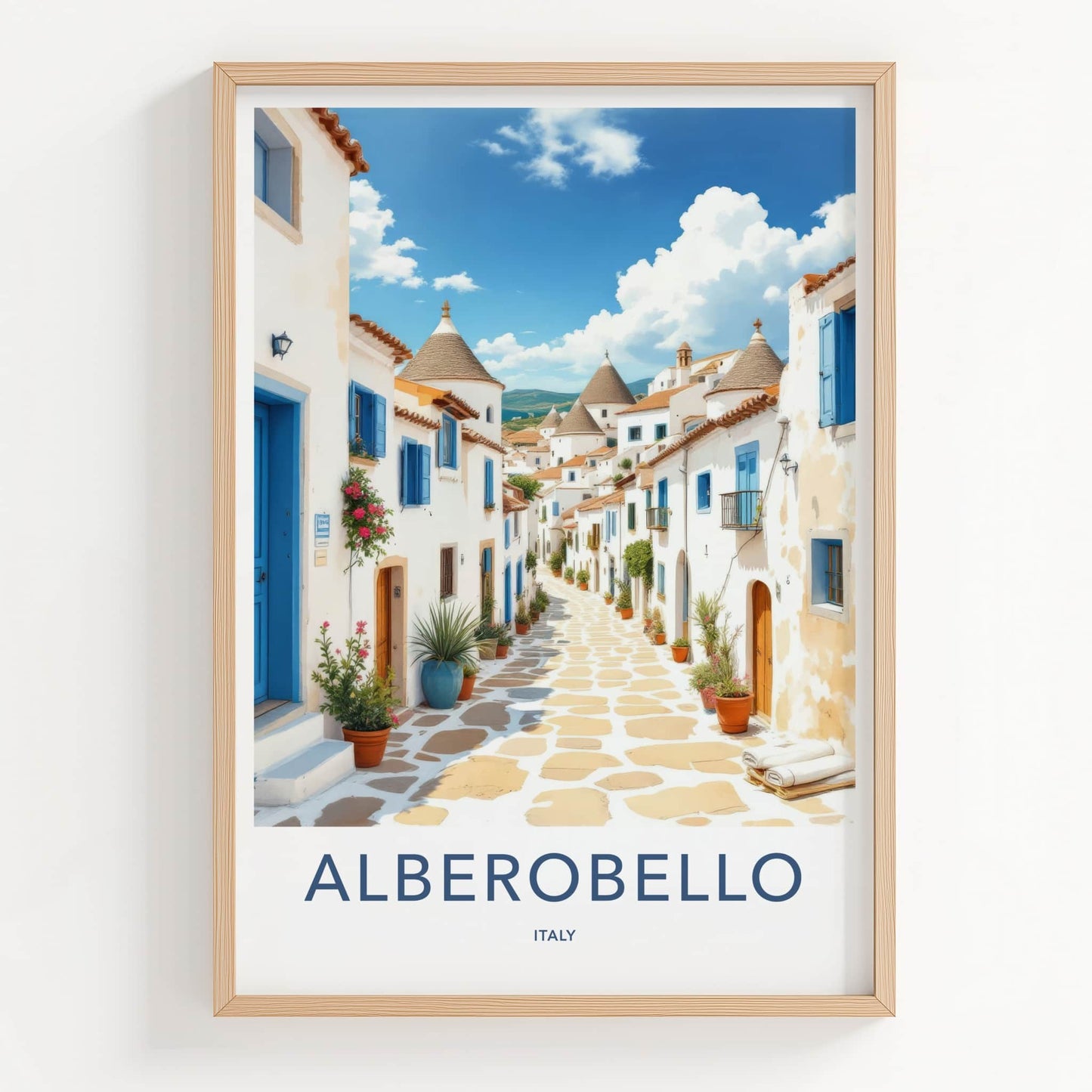 Alberobello Poster - Italy Travel Art - White Trullo Houses Home Decor