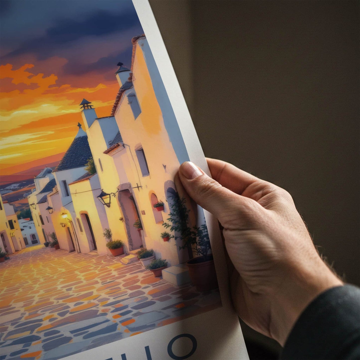 Alberobello Poster - Italy Wall Art - Italian Village Sunset Home Decor