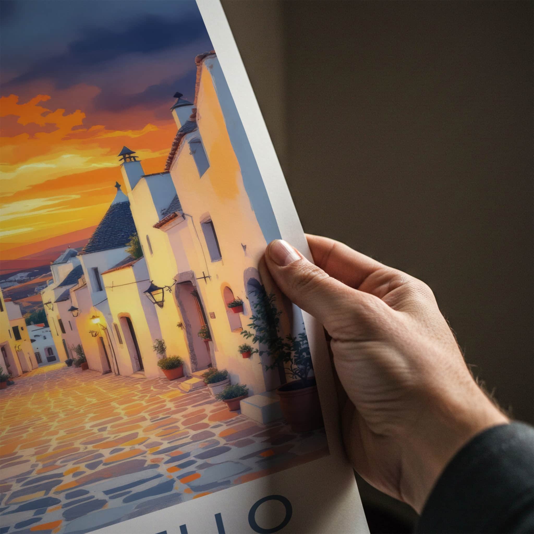 Alberobello Poster - Italy Wall Art - Italian Village Sunset Home Decor