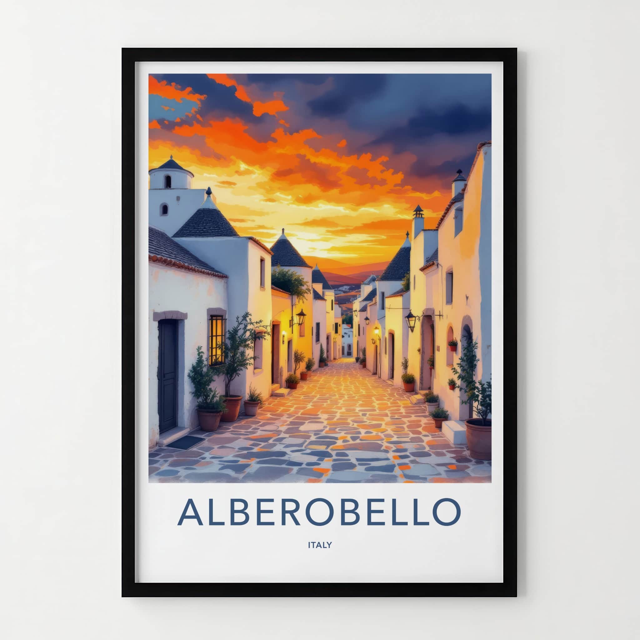 Alberobello Poster - Italy Wall Art - Italian Village Sunset Home Decor