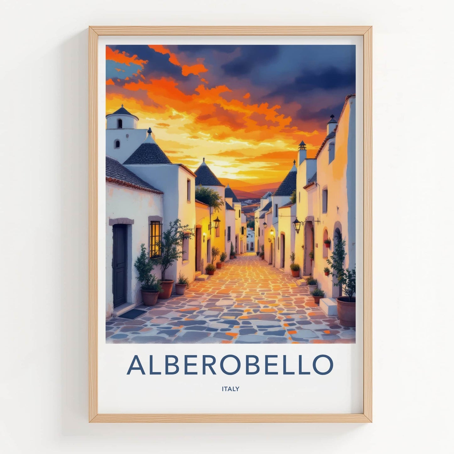 Alberobello Poster - Italy Wall Art - Italian Village Sunset Home Decor