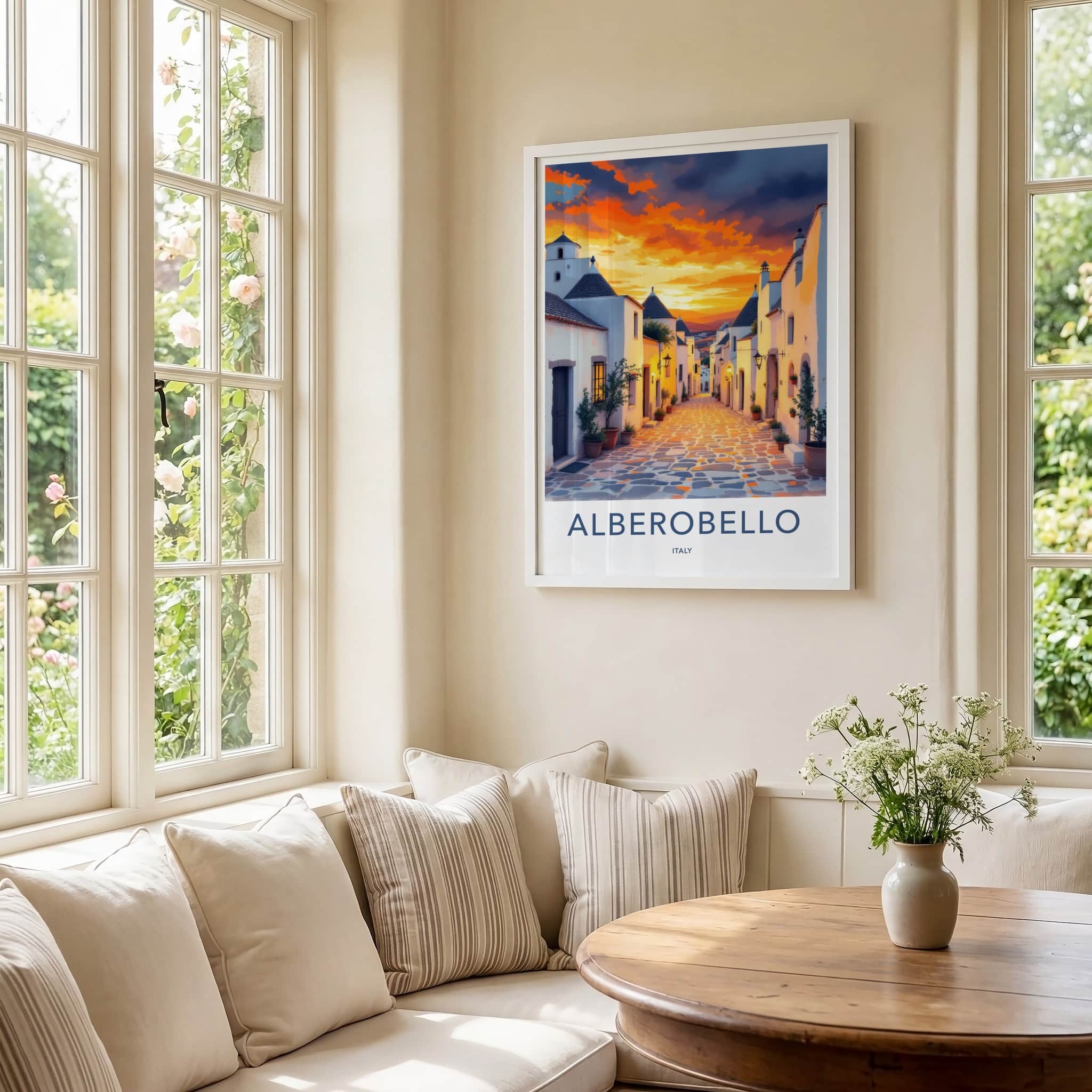 Alberobello Poster - Italy Wall Art - Italian Village Sunset Home Decor