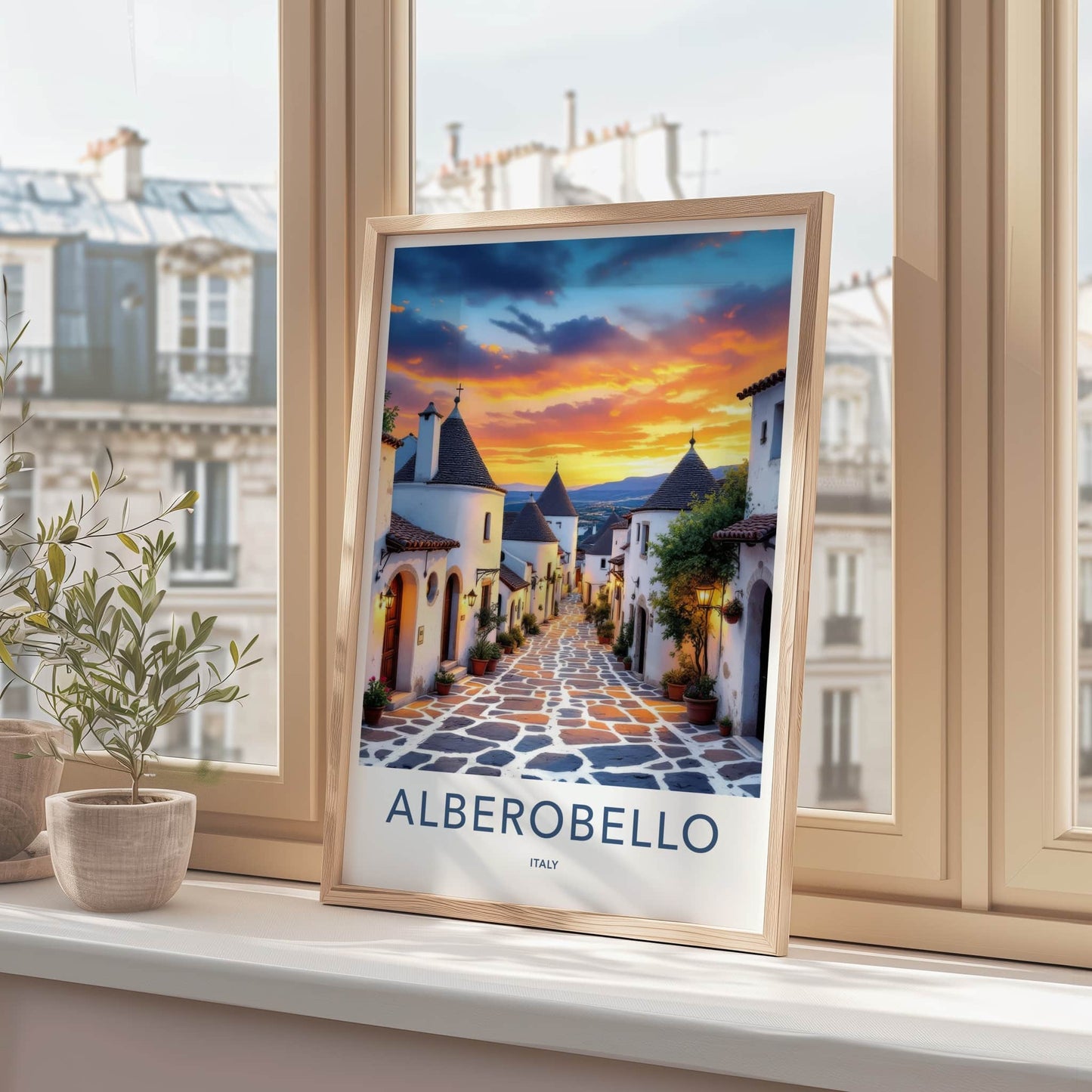 Alberobello Poster - Italy Wall Art - Sunset Trulli Village Home Decor