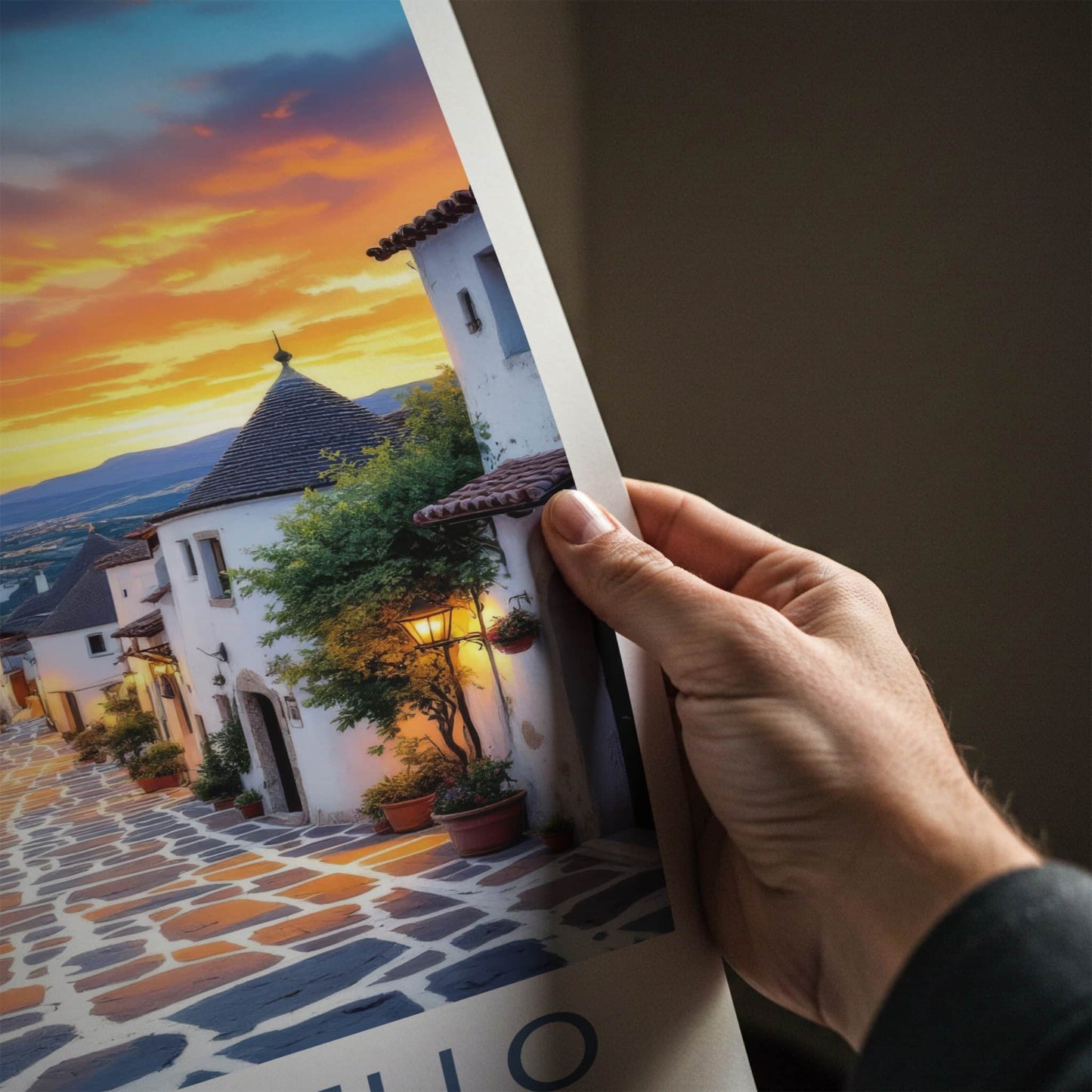 Alberobello Poster - Italy Wall Art - Sunset Trulli Village Home Decor