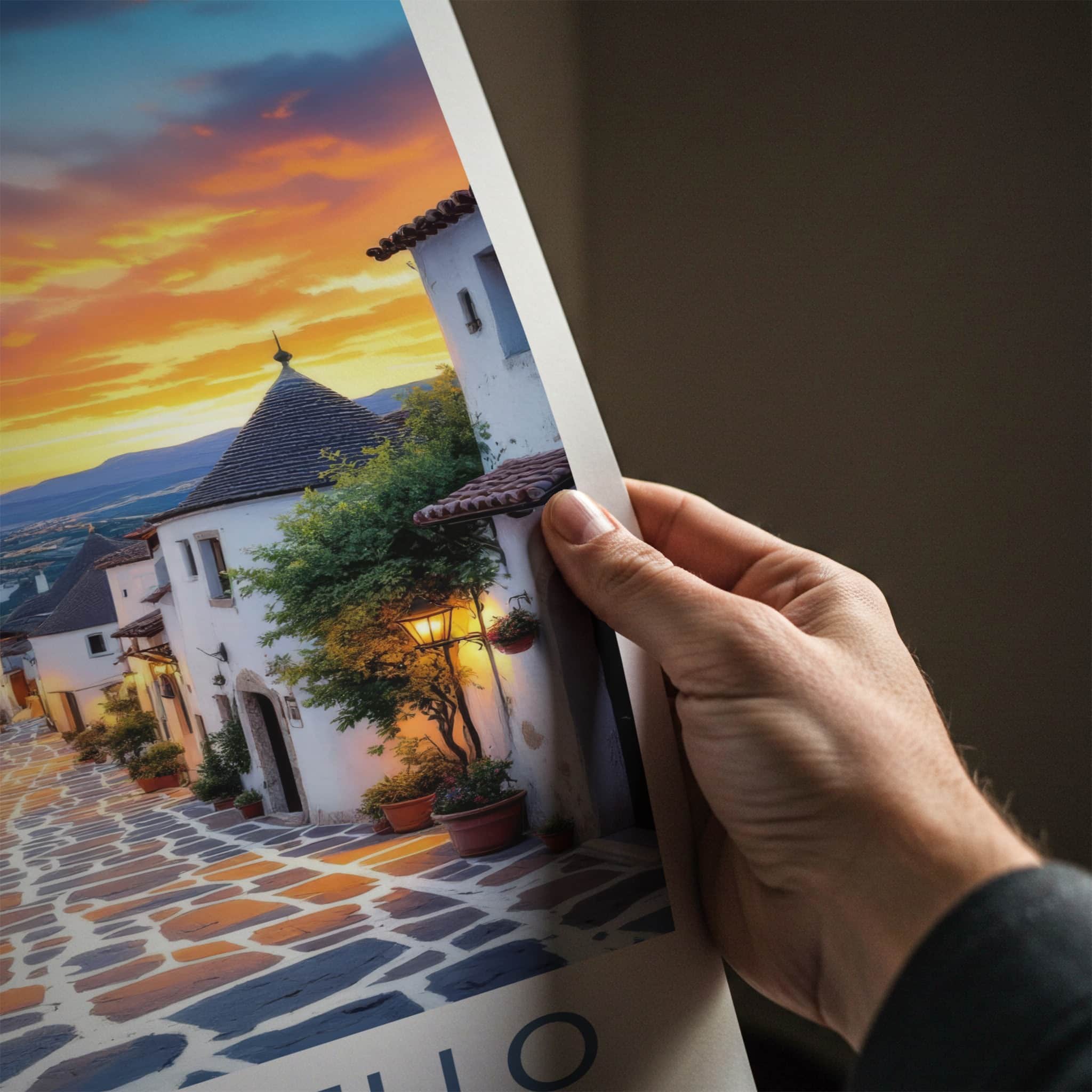 Alberobello Poster - Italy Wall Art - Sunset Trulli Village Home Decor