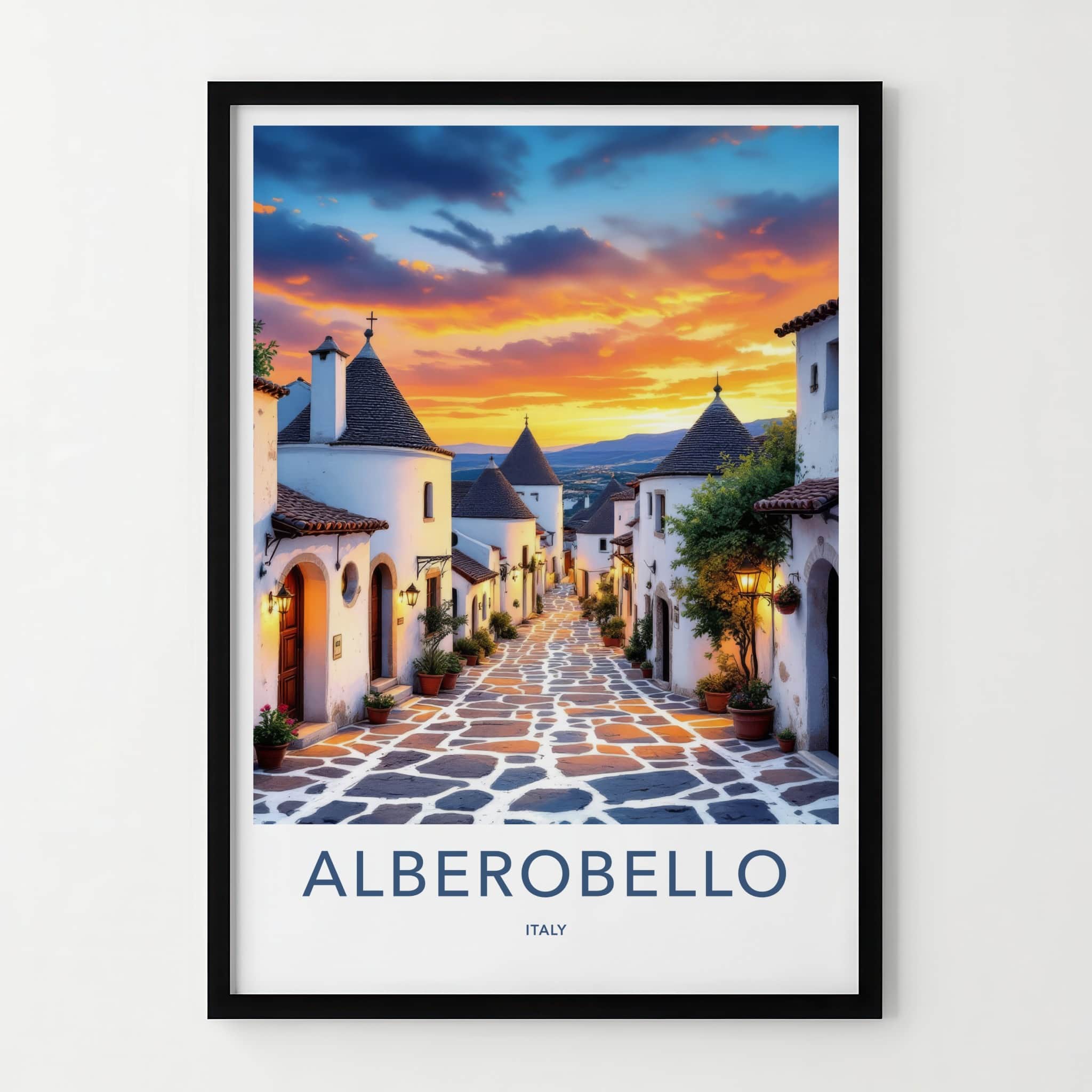 Alberobello Poster - Italy Wall Art - Sunset Trulli Village Home Decor