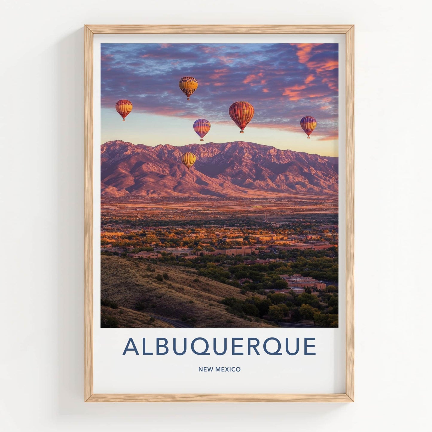Albuquerque Poster - New Mexico Travel Art - Sunset Mountain Balloons Home Decor