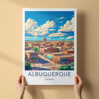 Albuquerque Poster - New Mexico Travel Art - Vibrant Cityscape Clouds Home Decor