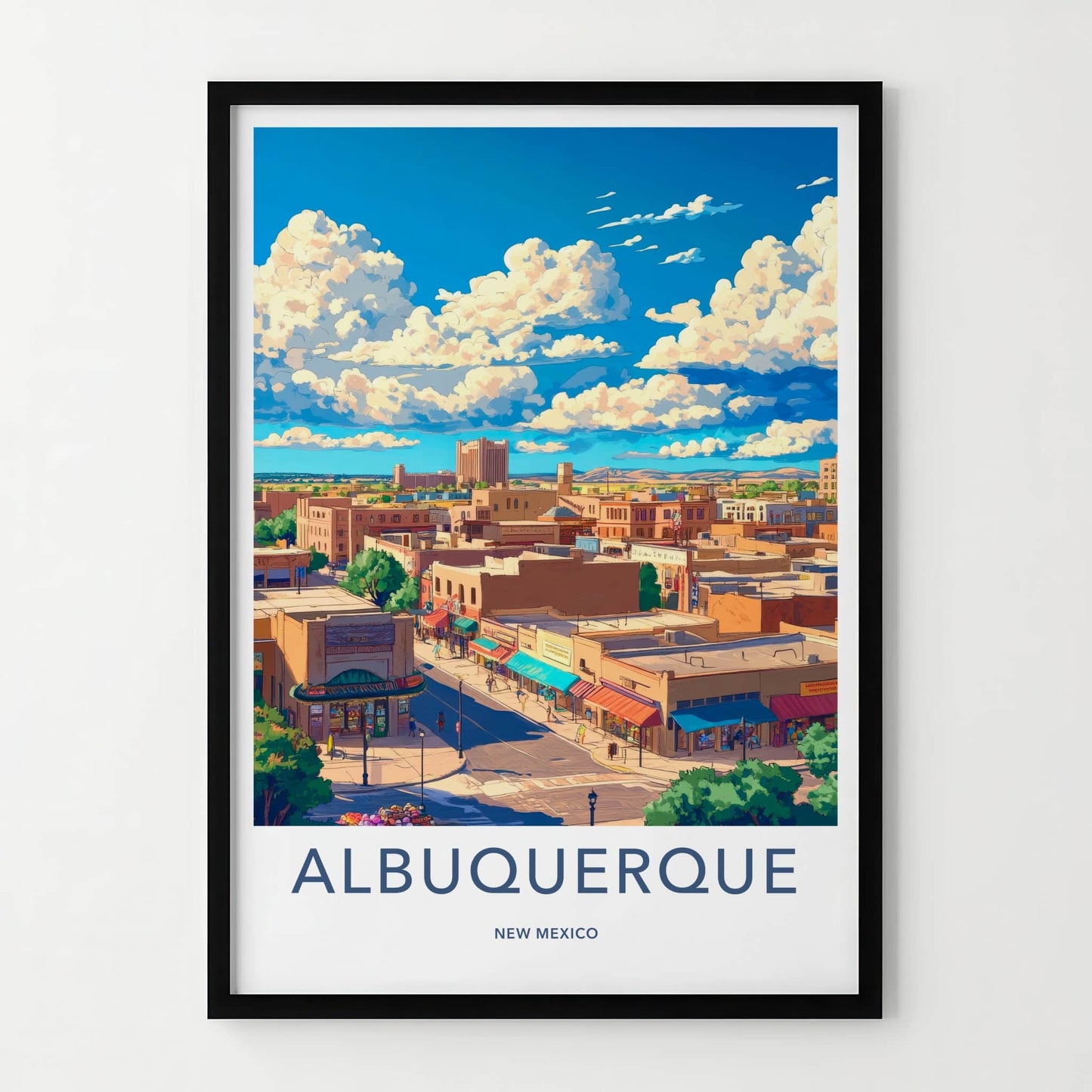 Albuquerque Poster - New Mexico Travel Art - Vibrant Cityscape Clouds Home Decor