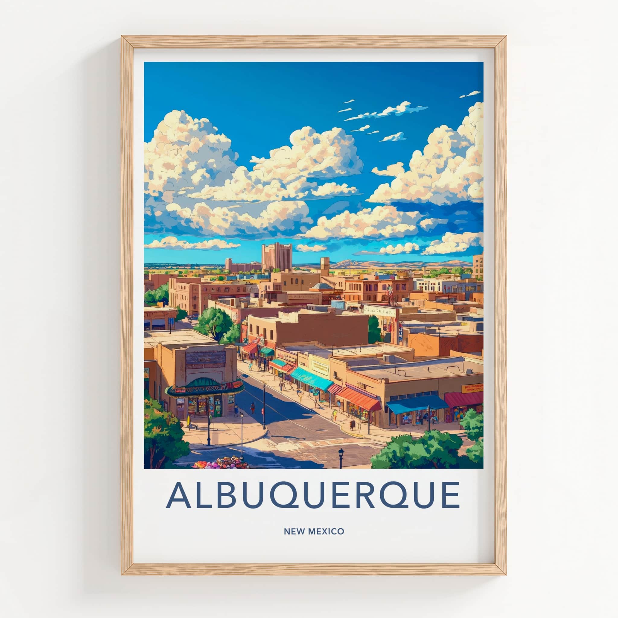 Albuquerque Poster - New Mexico Travel Art - Vibrant Cityscape Clouds Home Decor