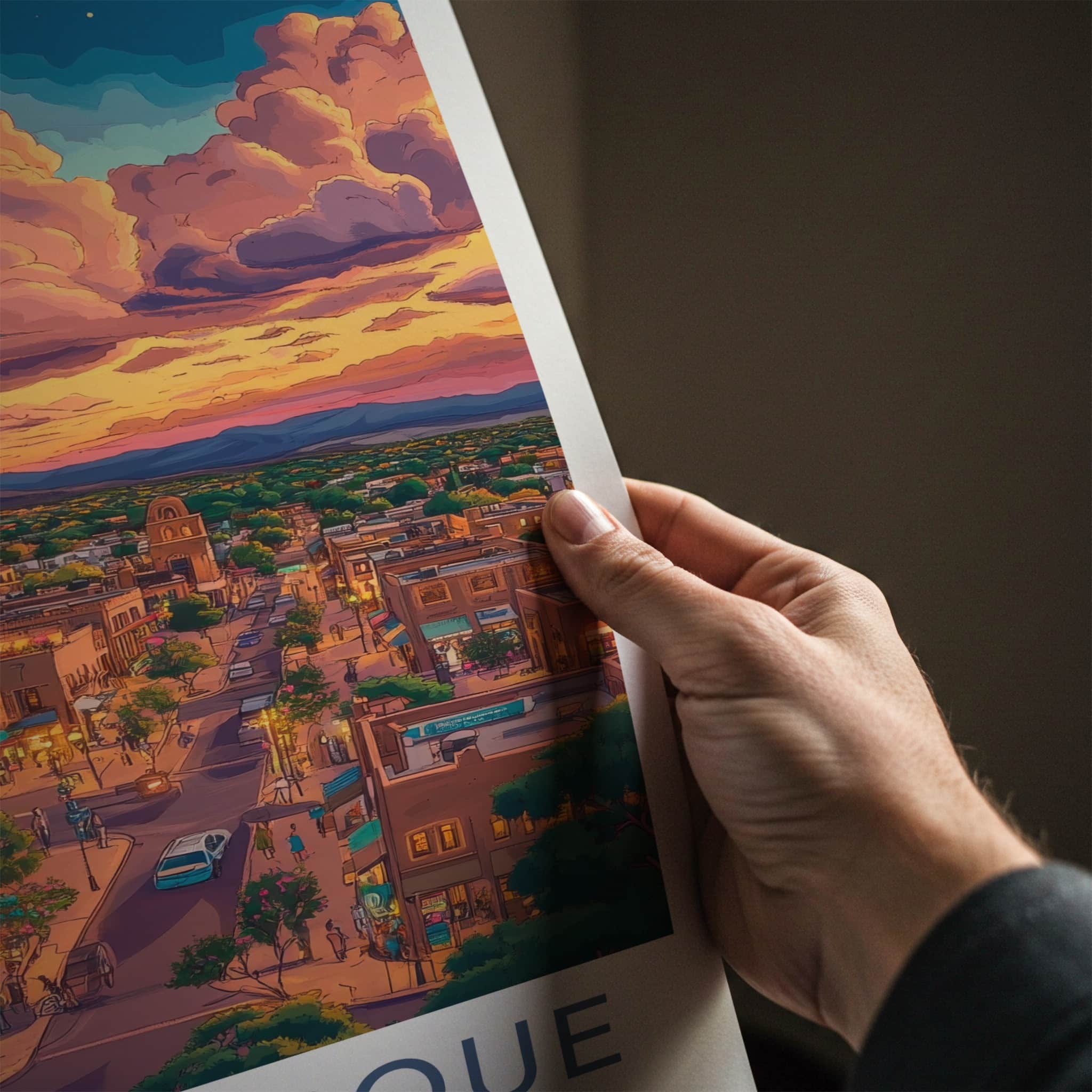 Albuquerque Poster - New Mexico Travel Art - Vibrant Sunset Cityscape Home Decor