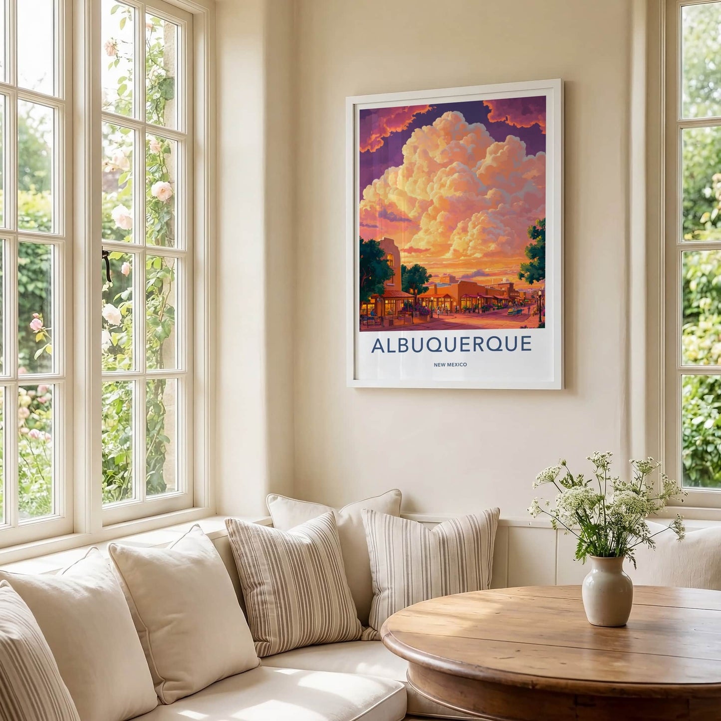 Albuquerque Poster - New Mexico Travel Art - Vibrant Sunset Street Home Decor