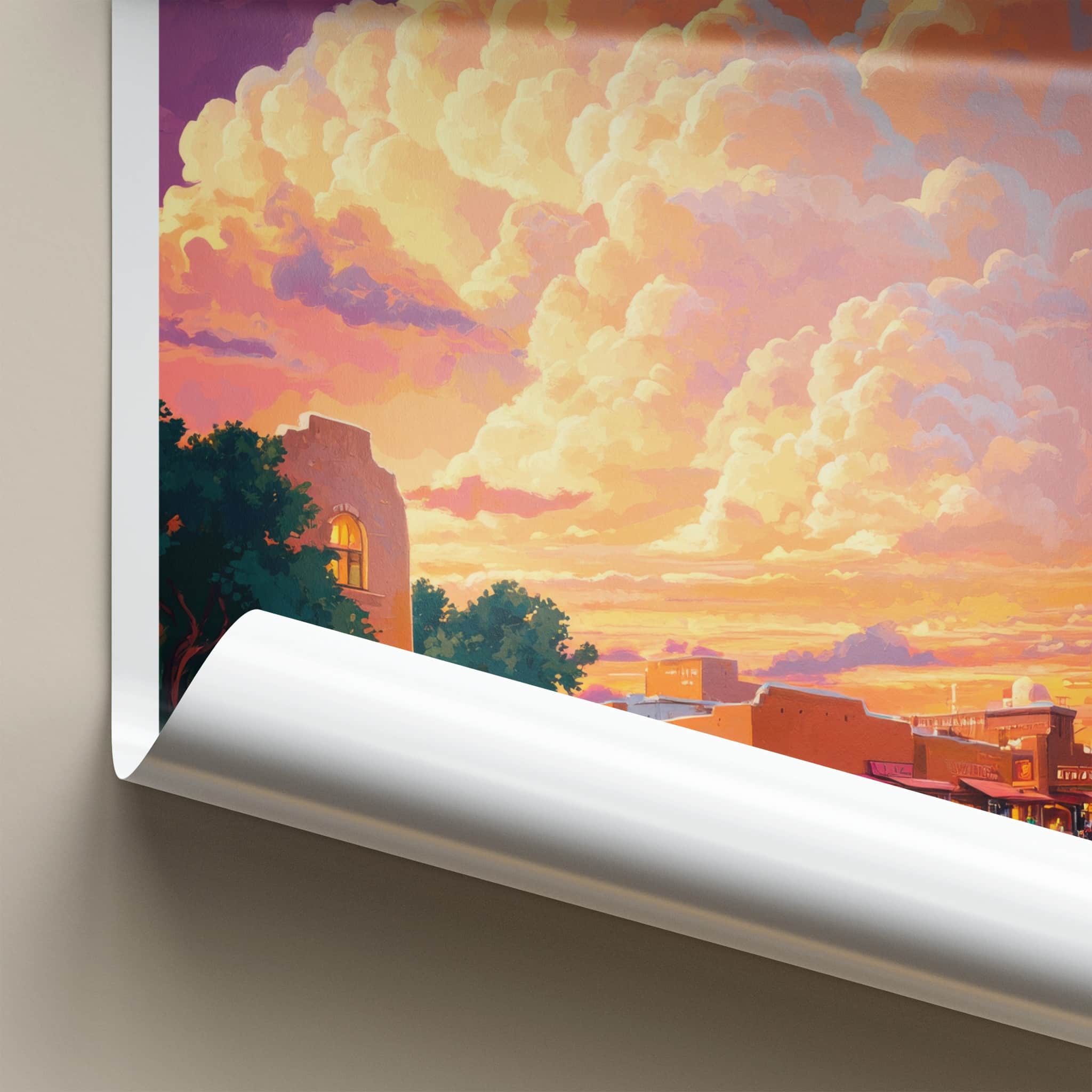 Albuquerque Poster - New Mexico Travel Art - Vibrant Sunset Street Home Decor
