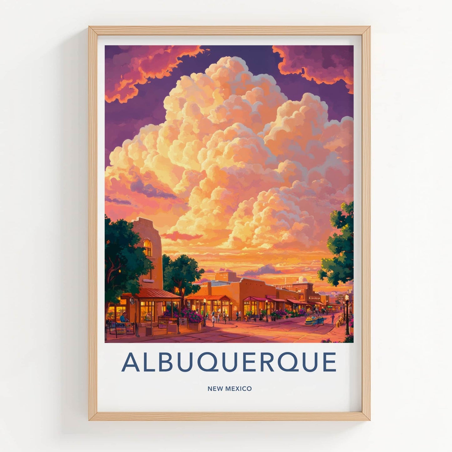 Albuquerque Poster - New Mexico Travel Art - Vibrant Sunset Street Home Decor