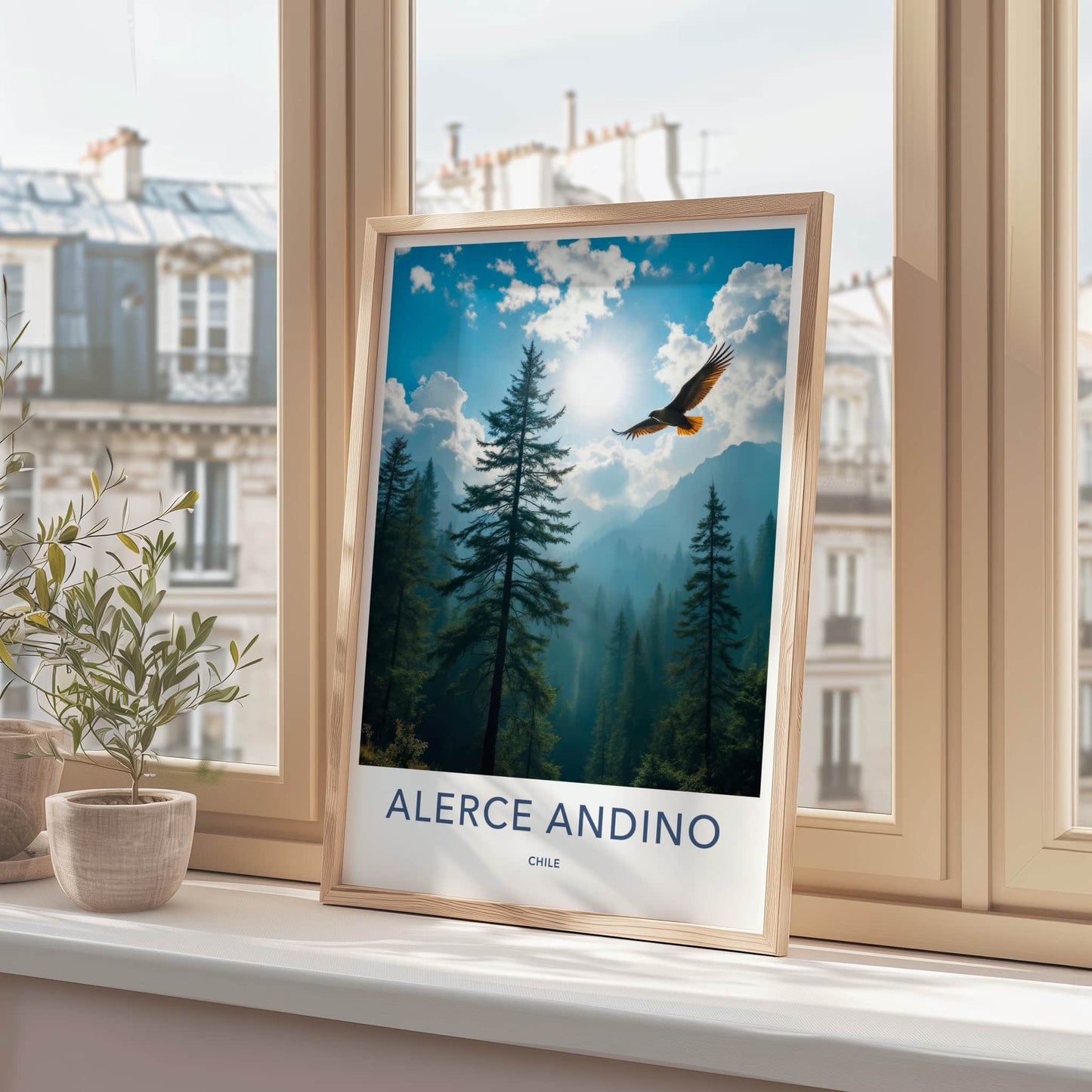 Alerce Andino Poster - Chile Travel Art - Soaring Eagle Sky Home Decor