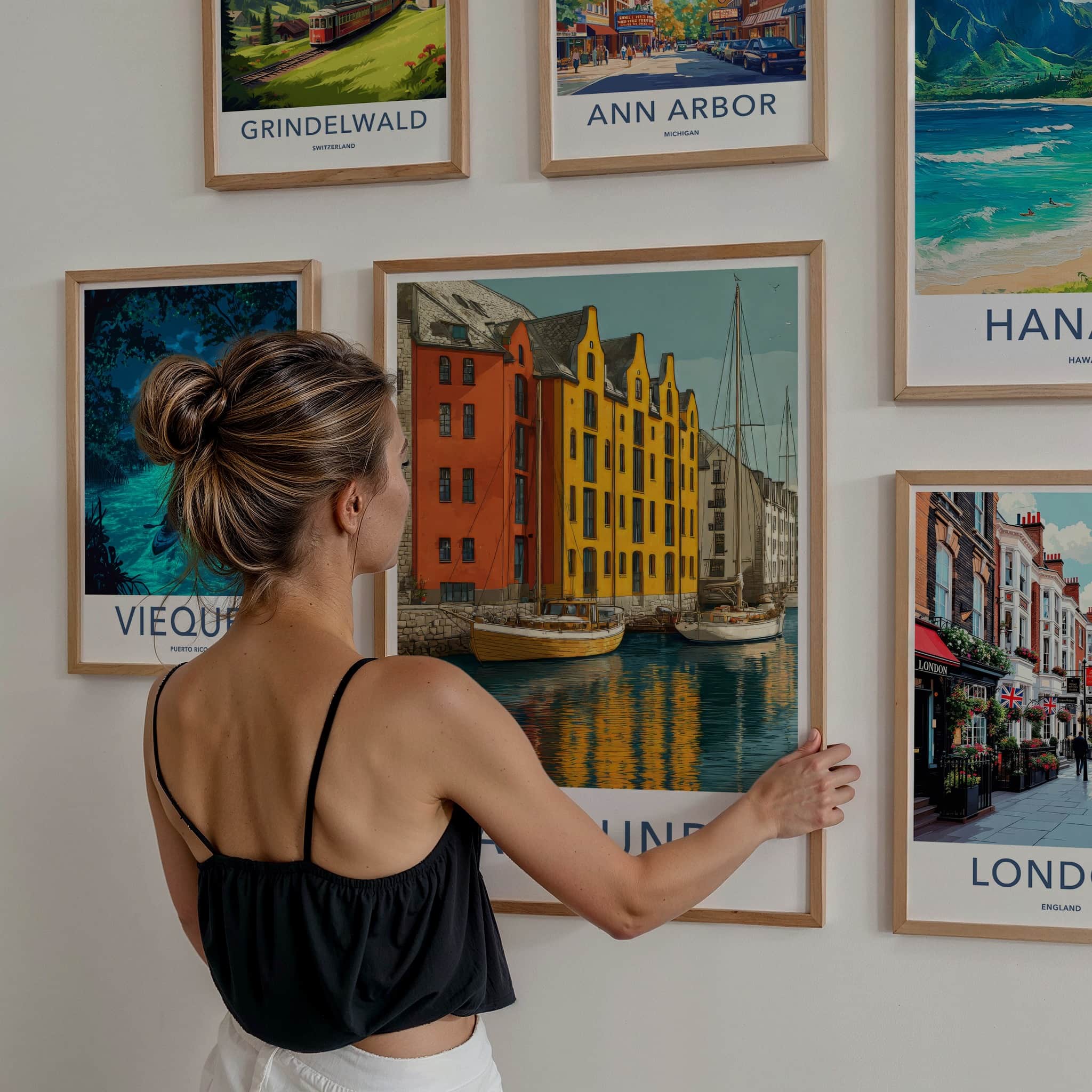 Alesund Poster - Norway Wall Art - Colorful Waterfront Buildings Gallery Art