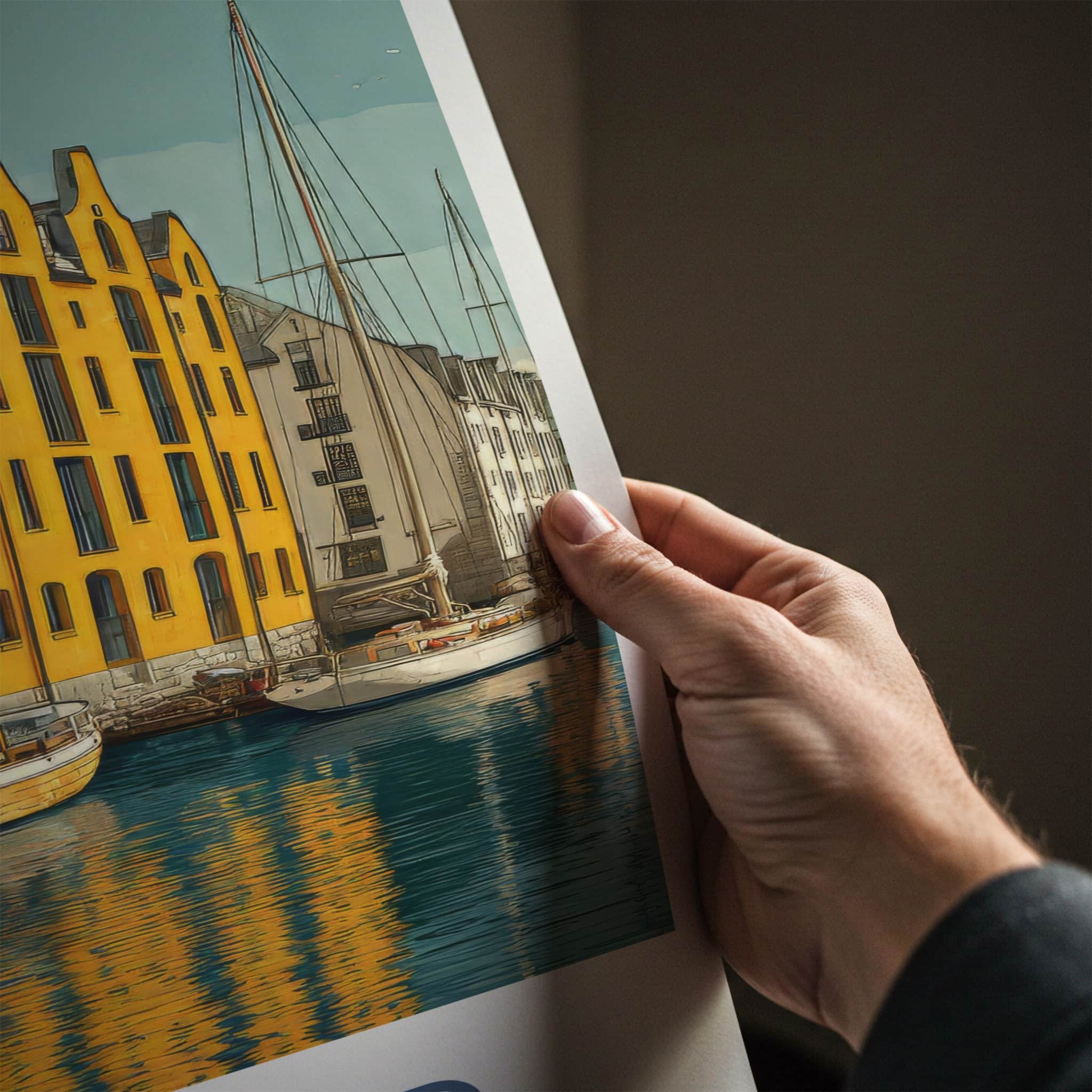 Alesund Poster - Norway Wall Art - Colorful Waterfront Buildings Gallery Art