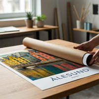 Alesund Poster - Norway Wall Art - Colorful Waterfront Homes Gallery Art