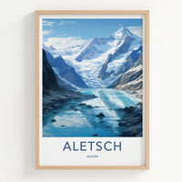 Aletsch Glacier Poster - Switzerland Travel Art - Clear Glacial Lake Home Decor