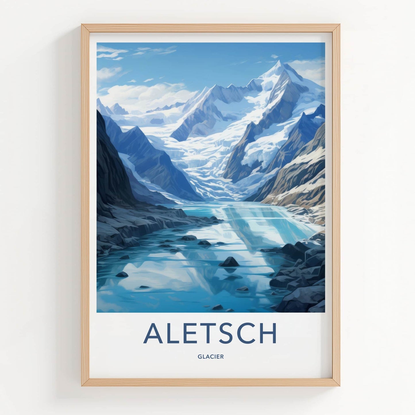 Aletsch Glacier Poster - Switzerland Travel Art - Clear Glacial Lake Home Decor
