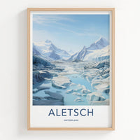 Aletsch Poster - Switzerland Art Print - Frozen Alpine Vista Home Decor
