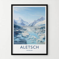 Aletsch Poster - Switzerland Art Print - Frozen Alpine Vista Home Decor