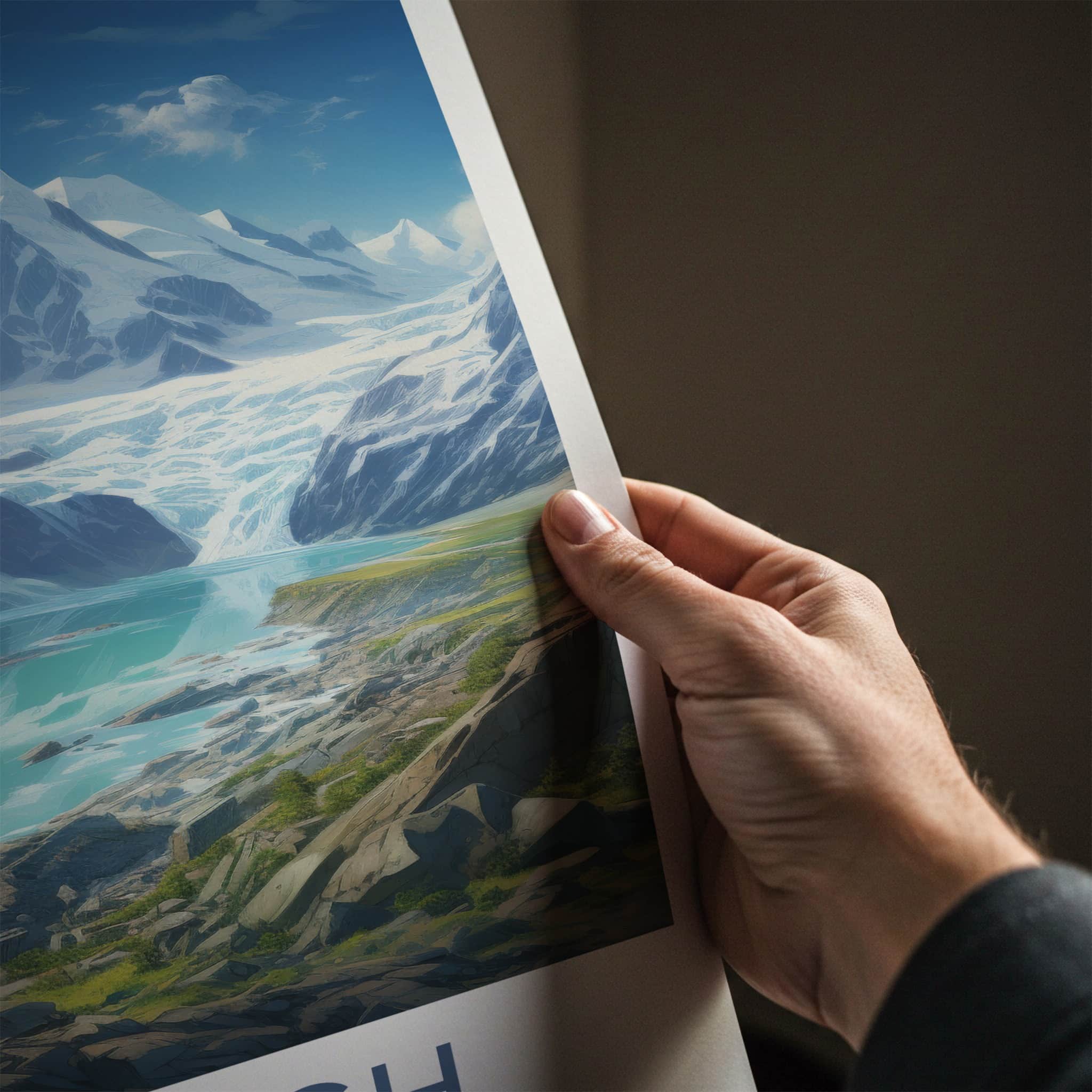 Aletsch Poster - Switzerland Travel Art - Majestic Glacier Lake Home Decor