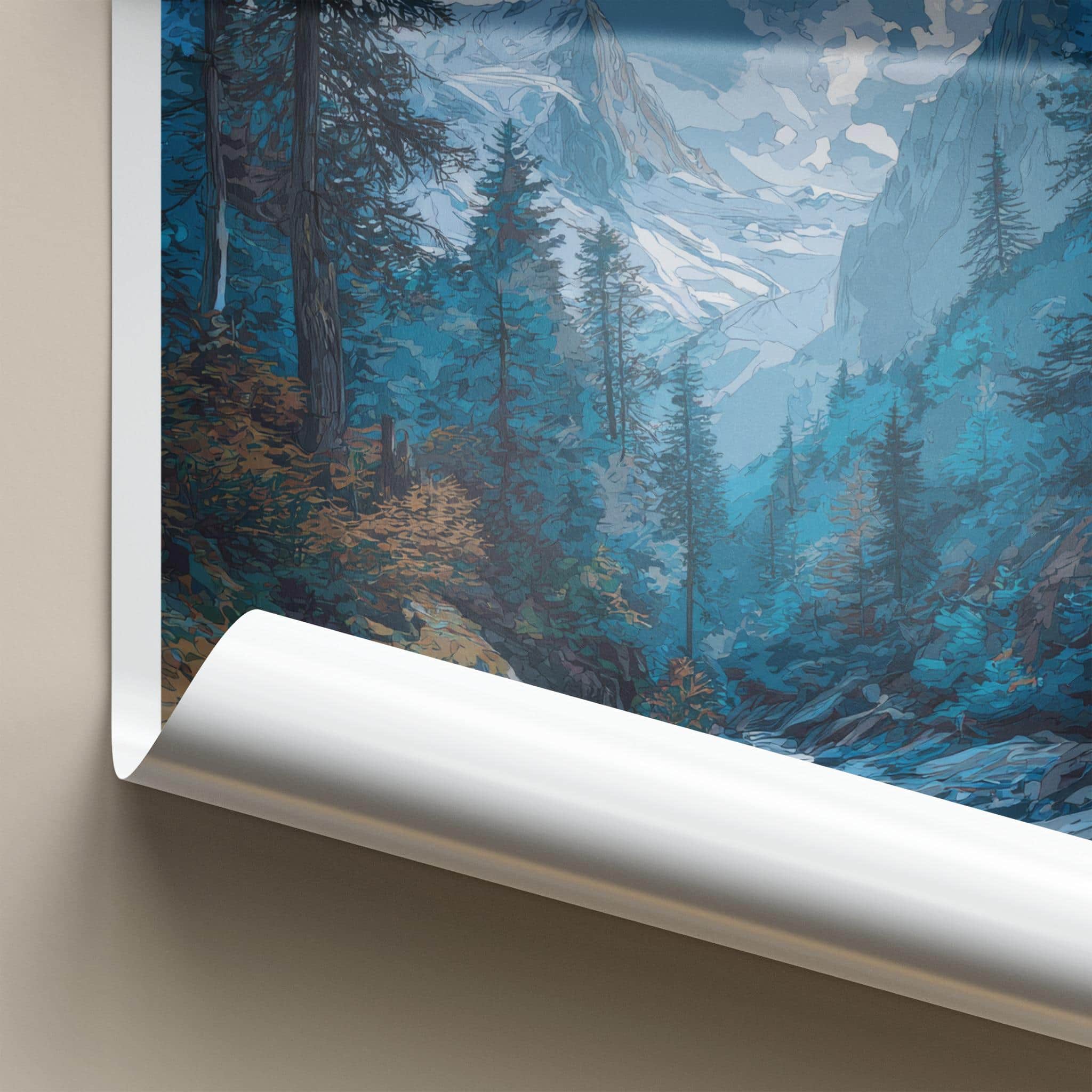 Aletschwald Poster - Switzerland Travel Illustration - Alpine Glacier Valley Wall Decor