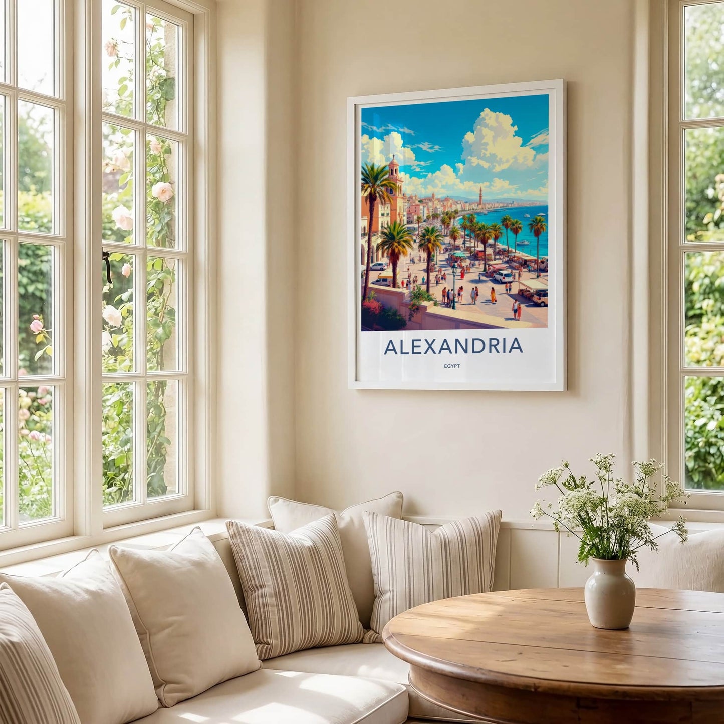 Alexandria Poster - Egypt Framed Print - Vibrant Coastal City Home Decor