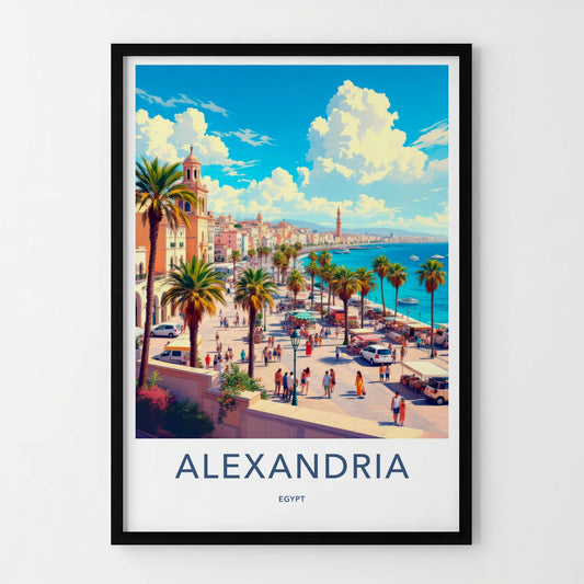 Alexandria Poster - Egypt Framed Print - Vibrant Coastal City Home Decor