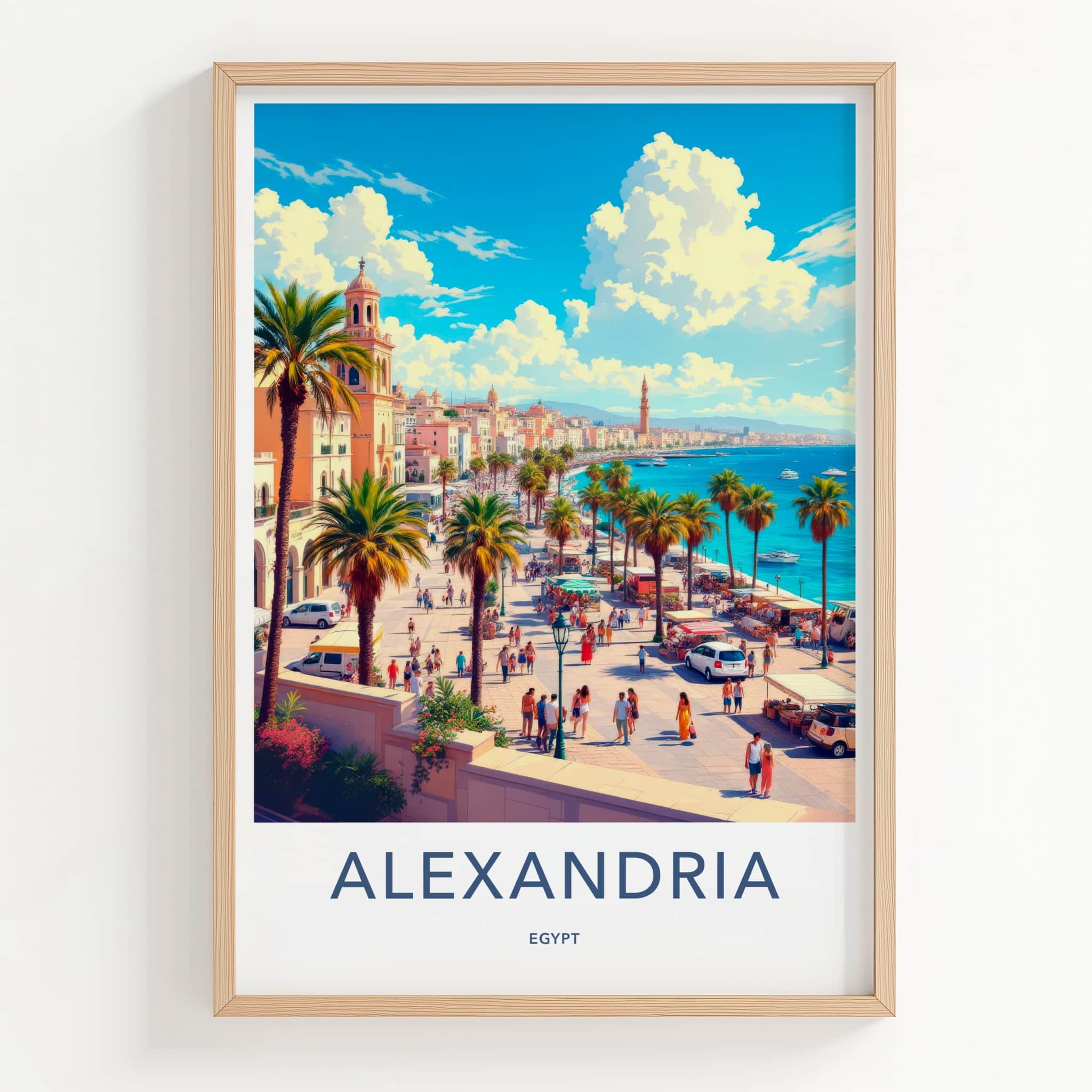 Alexandria Poster - Egypt Framed Print - Vibrant Coastal City Home Decor