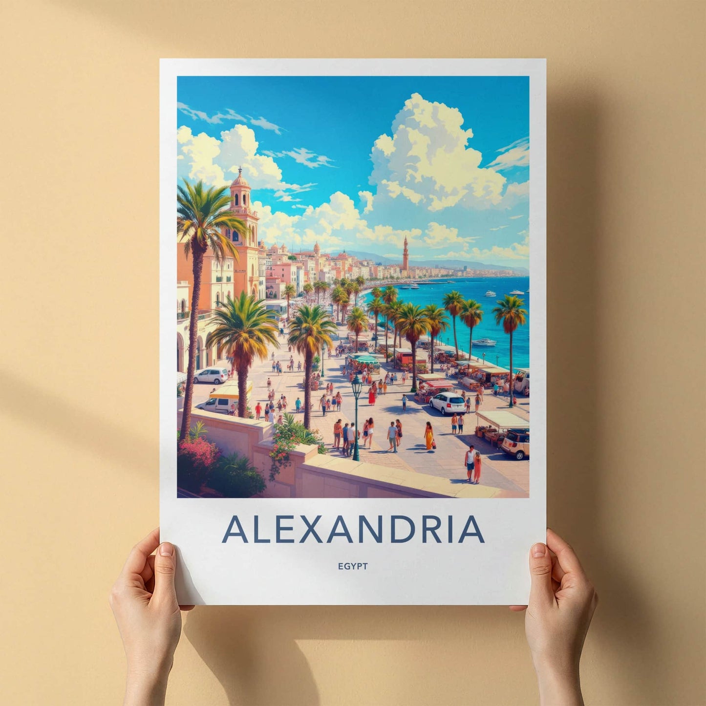 Alexandria Poster - Egypt Framed Print - Vibrant Coastal City Home Decor