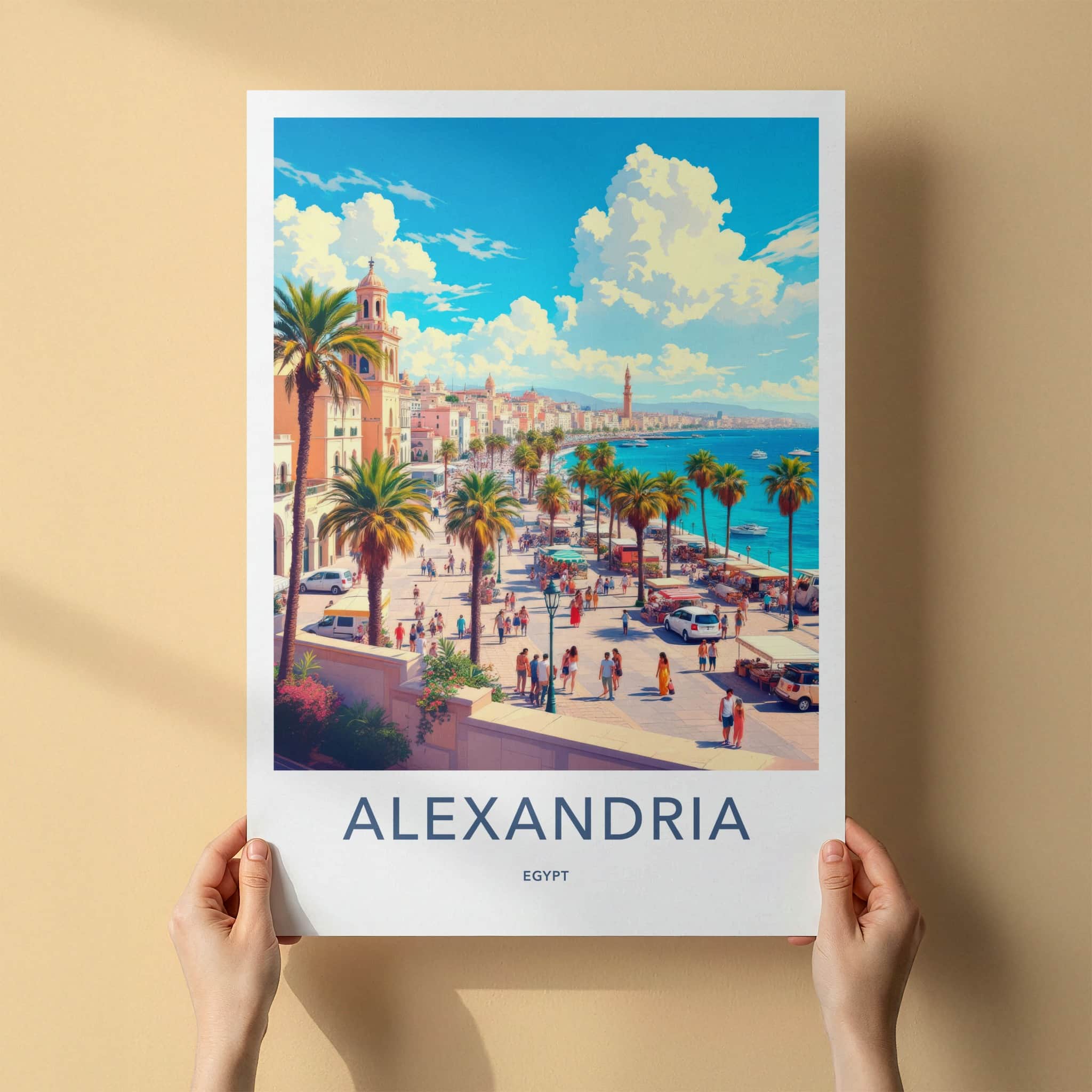 Alexandria Poster - Egypt Framed Print - Vibrant Coastal City Home Decor
