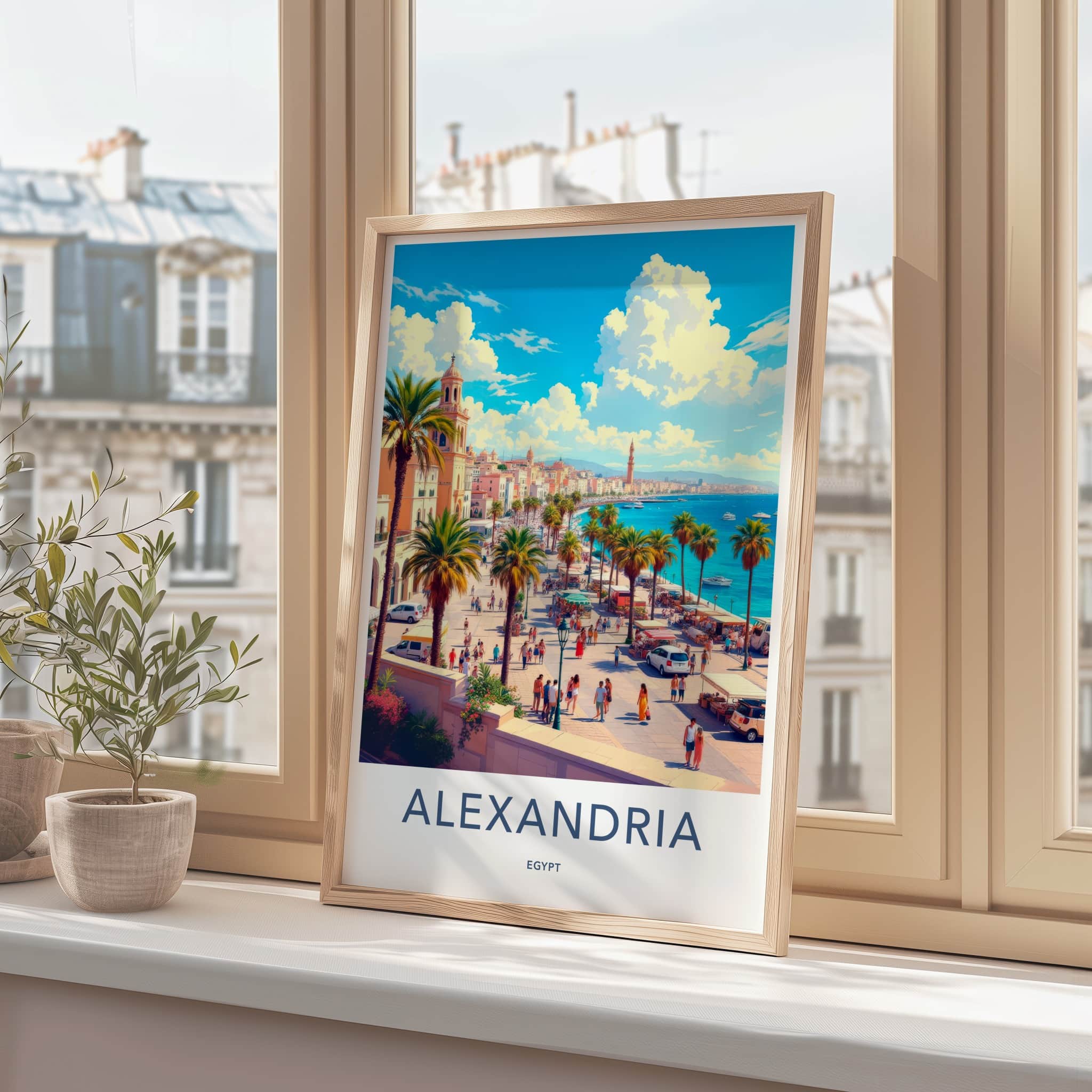 Alexandria Poster - Egypt Framed Print - Vibrant Coastal City Home Decor