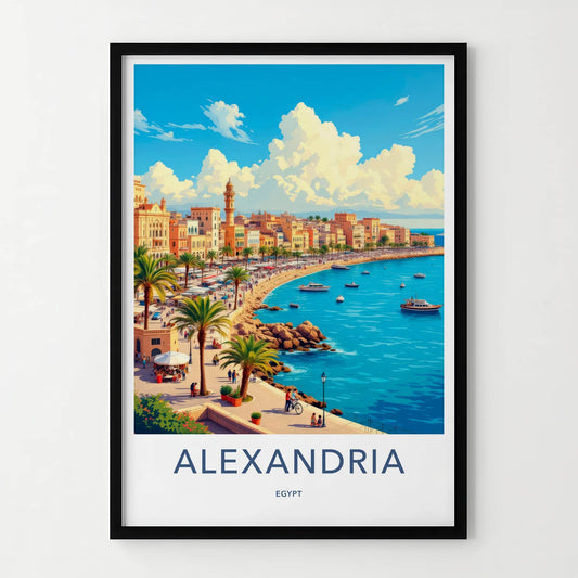 Alexandria Poster - Egypt Travel Art - Coastal City Promenade Home Decor